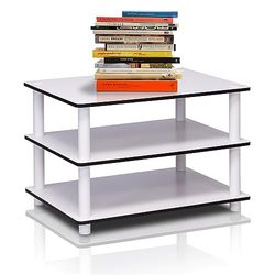 Furinno Mesa de Centro de 3 Niveles sin Herramientas, Madera, White/White, Tall 23.6"(W) x15.6(H) x15.6(D)