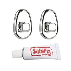 Metaltex Orbit Safefix haken - 2 stuks inclusief lijm, kunststof, chroom, 3 x 5 x 1,5 cm, 2 stuks