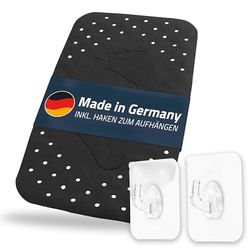 Step Bath Mat Approx. 38 x 72 cm, Black, 100% TPE | Includes 2 Hooks | Free from PVC, Phthalates, Lead, Latex | TÜV Tested | Made in Germany