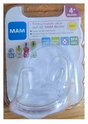 MAM drinktuit ultra soft, zachte drinktuit voor alle drinkbekers van MAM, druppelvrij tuitje voor de overgang van borstvoeding of flesje naar een glas, 4+ maanden, transparant