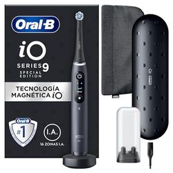 Oral-B iO 9 Cepillo de Dientes Eléctrico con Mango Recargable, 1 Cabezal, Estuche de Viaje con Cargador y Funda Magnética, Diseñado por Braun, Regalos Originales para Mujer y Hombre - Negro