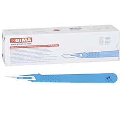 Gima - Bistouris en Acier Inoxydable, Manche en ABS, Stérile et Jetable, Standard, Taille n. 11, 10 scalpels emballés individuellement.