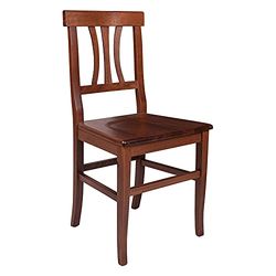 Dmora - Lot de 2 chaises de salon ou de cuisine, style country, bois de hêtre massif, cm 44x44.5h89, couleur Noyer