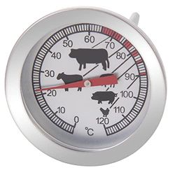 wenco Termómetro analógico premium de 11 cm, ideal para controlar la carne al cocinar en el horno, cristal/acero inoxidable, plata