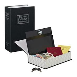 Relaxdays Faux livre coffre fort comme livre de poche fermable à clé caisse à monnaie HxlxP: 15,5 x 5,5 cm, noir