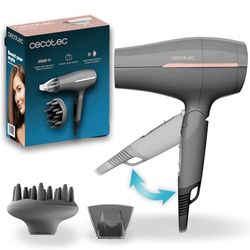 Cecotec Sèche-cheveux de Voyage IoniCare Power&Go Heaven Grey, 2000W, 2 Températures, 2 Vitesses, Fonction Air Froid, Buse Concentratrice et Diffuseur, Anneau pour Suspendre