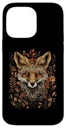 Intricate Fox Portrait With Autumn Leaves Case for iPhone 14 Pro Max