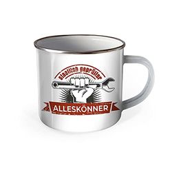 TRÖTSCH - Emaille Becher Handwerker Tasse Staatlich geprüfter Alleskönner