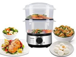 Beper BC.261 5 litre Steamer - Electric Steamer With Timer for Steaming Rice, Fish, Ravioli, Vegetables, Meat - BFA Free