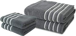 Le linge de Jules Set di 2 Asciugamani da Bagno 50 x 100 cm + 2 Teli da Bagno 100 x 150 cm, 100% Cotone, 550 g/m2