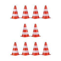 Relaxdays pylonnen set van 10, verkeerskegels, 22 cm hoog, stapelbaar, markeren, waarschuwen of afgrenzen, oranje/wit