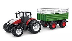 Amewi 22601 Tracteur RC avec Transporteur de bétail, Son et lumière, RTR 1:24 avec télécommande, Batterie, câble de Charge