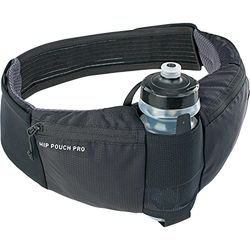 EVOC HIP POUCH PRO höftväska för cykelturer (midjeväska med justerbara remmar inkl. 550 ml dryckesflaska, 2 höftbältesfickor, idealisk verktygspåse, kapacitet: 1,5 L), Svart