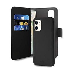 Puro - Soluzione 2 in 1, una custodia protettiva magnetica + un portafoglio con 3 slot per carte di credito per iPhone XR 2019 (6,1"), colore: Nero