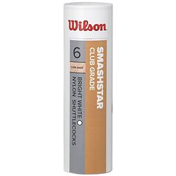 Wilson Smashstar Volani da Badminton, Confezione da 6, velocità 79, Plastica/Sughero Naturale, WRT6050WH79, Bianco