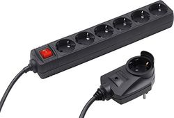 Meister 7430660 - Faixa de potência 6 mais 1, 2 m, preto com interruptor