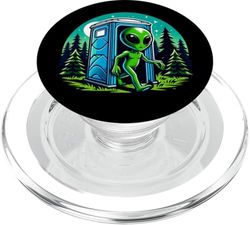 Extraterrestre dejando Porta Potty en el bosque divertido PopSockets PopGrip para MagSafe