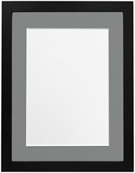 FRAMES BY POST 25mm wide H7 Black Picture Photo Frame with Dark Grey Mount 9"x7" for Pic Size 7"x5"