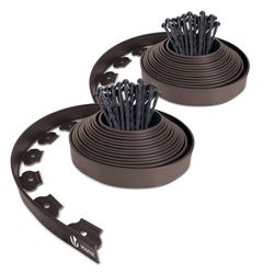 VOUNOT Flexibele Gazonrand Kunststof, met 60 Grondankers, Lengte 20 m Hoogte 5 cm, Bruin
