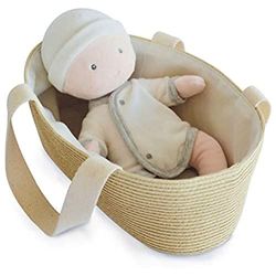 Doudou et Compagnie – Muñeco con capazo, tejido con cuerpo extraíble – 28 cm – Color blanco y gris – Mi primer muñeco – DC3626