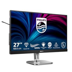Philips 27B2N4500 - Monitor QHD de 27 Pulgadas, Altavoces, Altura Ajustable, sincronización adaptativa (2560 x 1440, 120 Hz, 2 HDMI 2.0, DisplayPort 1.2, concentrador USB), Color Negro y Gris