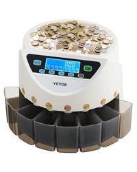 VEVOR Rekenmachine voor euromuntsorteermachine, voor het tellen van munten voor 8 soorten euromunten, opslagcapaciteit 850 stuks, met lcd-display, 5 buizen en gelddozen, transactie