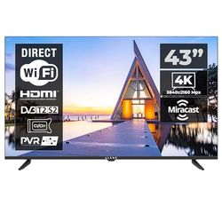 KIANO Smart TV 43" Elegance – 4K UHD (3840×2160) con HDR10 – Android 11, WLAN, Bluetooth – Triplo Tuner DVB-T2/C/S2, Dolby Audio – 2 HDMI, 2 USB, CI-Slot – Design in metallo – VESA