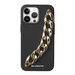 case&me iPhone 12/12 Pro kettinggreep beschermhoes met ketting handvat voor selfie pastel zwart