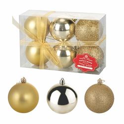 Santa's House - Juego de 6 Bolas de Navidad Doradas, Brillantes, satinadas y Brillantes, diámetro de 6 cm