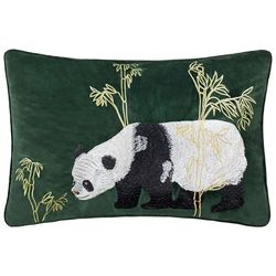 Paoletti Cojín Rico en Plumas de Terciopelo Tranquil Panda Chuan - Esmeralda - 40x60cm
