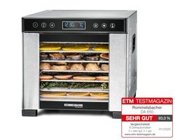 ROMMELSBACHER Essiccatore DA 650, superficie di essiccazione 0,5 m², con 7 vassoi in acciaio inox, 1 griglia di essiccazione, 1 disidratazione, display LCD, timer da 99 ore, temperatura regolabile (35