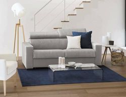 Talamo Italia - Canapé lit 3 places Aisha, Canapé de salon avec ouverture pivotante, Appuie-tête réglables et accoudoirs fins, 100% Made in Italy, 200x95h85 cm, Gris