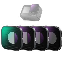 NEEWER PL ND Filter compatibile con GoPro Hero 13 12 11 10 9 nero, 4 pezzi PL ND8 ND16 ND32 HD multistrato sottile filtro polarizzatore a densità neutra per obiettivo accessorio, FL-GP18