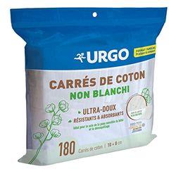Urgo - Cotton Squares – Ultra-Soft Absorbent – Oeko-Tex Certified Unbleached Cotton – 180 Units