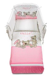 Italbaby Maxi Hello beddengoedset, 5-delig, roze/wit, meerkleurig, één maat