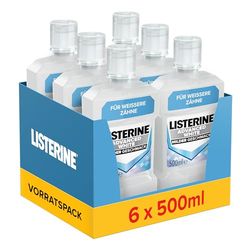 LISTERINE Advanced White łagodny (6 x 500 ml), antybakteryjny płyn do płukania jamy ustnej do usuwania uporczywych przebarwień zębów, płyn do płukania jamy ustnej z delikatną technologią wybielania,