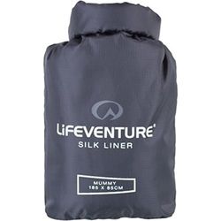 Lifeventure Sacco a pelo in seta, leggero, da viaggio e campeggio, da usare da solo o per aggiungere calore al sacco a pelo, grigio, rettangolare (185 x 85 cm)