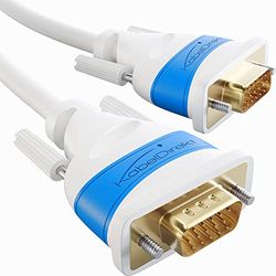 KabelDirekt – Cable VGA vers VGA – 7,5 m – pour une qualité d'image maximale grâce à des conducteurs en cuivre de haute pureté (blanc, Full HD, VGA à VGA, connecte un PC à un écran/projecteur)