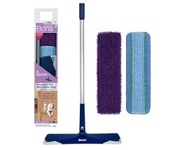 Bona Pet System Premium - Kit mocio in microfibra per la pulizia di pavimenti duri, incl. 1 mocio per pavimenti, 1 panno di pulizia, 1 panno per spazzare, azione elettrostatica attira i peli degli