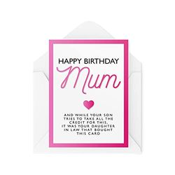 Roliga födelsedagskort för mamma, gratulationskort mammor, din svärdotter köpte detta kort inte din son, komedi humor skämt banter, CBH216