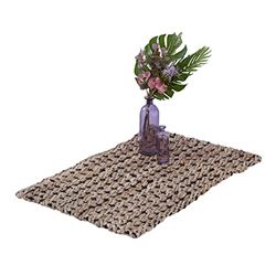 Relaxdays vloerkleed jute, 60x90 cm, handgeweven karpet, natuurlijke vezels, hal, woonkamer of keuken, beige/zwart