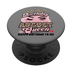 Feliz Cumpleaños Niña Nacida en Agosto Sassy Queen Leopard PopSockets PopGrip Adhesivo