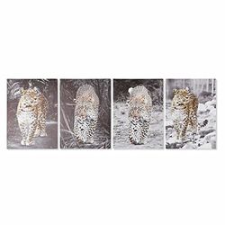 DKD Home Decor Cuadro de la Marca Leopardo (50 x 1.8 x 70 cm) (4 Piezas) (Referencia: S3018177)
