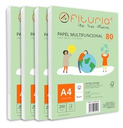 Paquete de folios A4 de 80gr con 1000 Hojas Blancas, Papel Multifuncional para Uso Escolar y Entornos Laborales. Ideal con impresoras láser, de inyección o fotocopiadoras - Ofituria