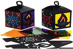 Baker Ross AX308 Diwali Lantaarn Knustel Set Voor Kinderen - Set Van 4, Glas-In-Lood Diwali-Kunstnijverheid Voor Kinderen