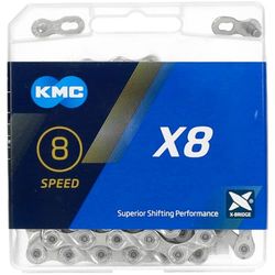 KMC X8 Chain, Catena Unisex Adulto, Silver, 1/2" x 3/32"