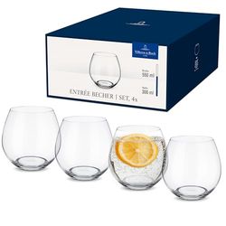 Villeroy & Boch - Entree Bicchiere Da Acqua Set di 4 Trasparente, Lavabile in Lavastoviglie, Bicchieri Drink, Bicchiere di Succo, Set Bicchier, Cristallo