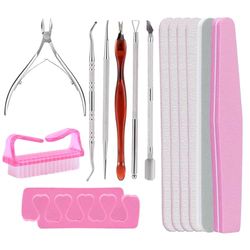 15 pz lima per unghie e crescita cuticola spazzola per unghie kit di rimozione unghie per saloni di manicure, fai da te nail art