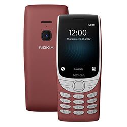 Nokia 8210 all carriers, 0.05gb, Feature Phone with 4G connectivity, large display, built-in MP3 player, wireless FM radio and classic Snake game (Dual SIM) – Red