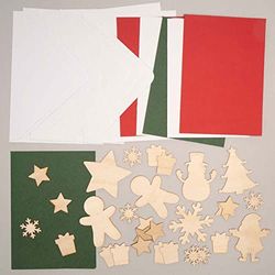 Baker Ross FC154 Christmas Card Wooden Charm Kits - Pack of 6, Make Your Own Christmas Cards, Card Making Kit for Children to Decorate and Display